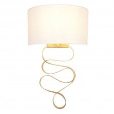 SWATHE 1 Light Gold ribbon wall light with ivory shade