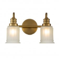 SWELL 2 Light Bathroom Wall Light in Brushed Brass with Frosted Glass Shade