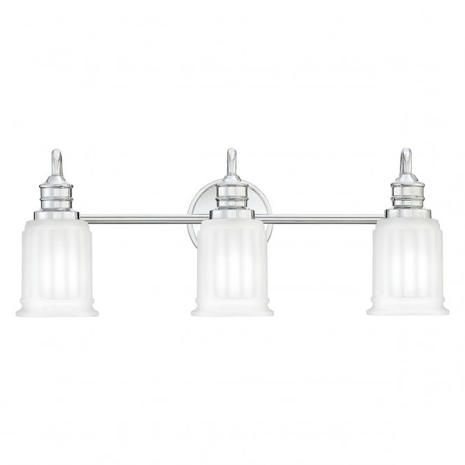 SWELL 3 Light Bathroom Wall Light in Polished Chrome with Frosted Glass Shades