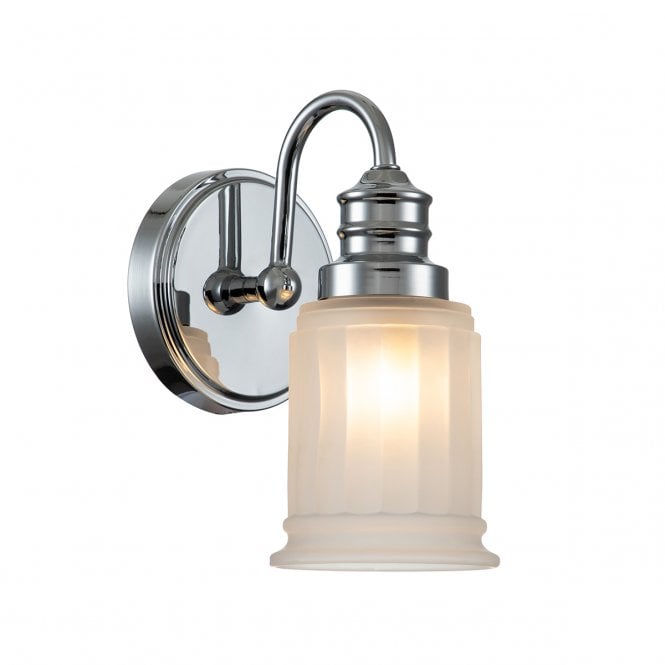 SWELL Bathroom Wall Light in Polished Chrome with Frosted Glass Shade