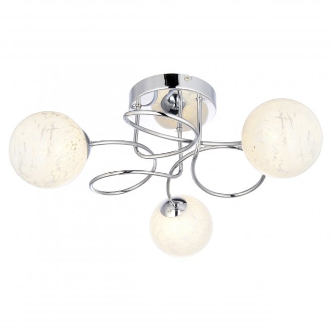 SWIRL Flush Ceiling Light in Chrome with Confetti Glass