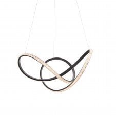 SWIRL Integrated LED Ceiling Pendant in Textured Black & Clear Faceted Acrylic