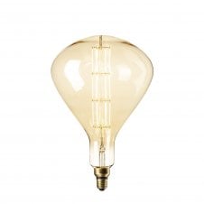 large filament LED light bulb with gold tint