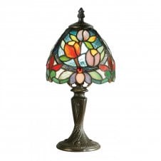 Small Tiffany Table Lamp, Floral Glass
