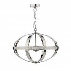 SYMBOL 3 light oval globe frame pendant in a satin chrome finish