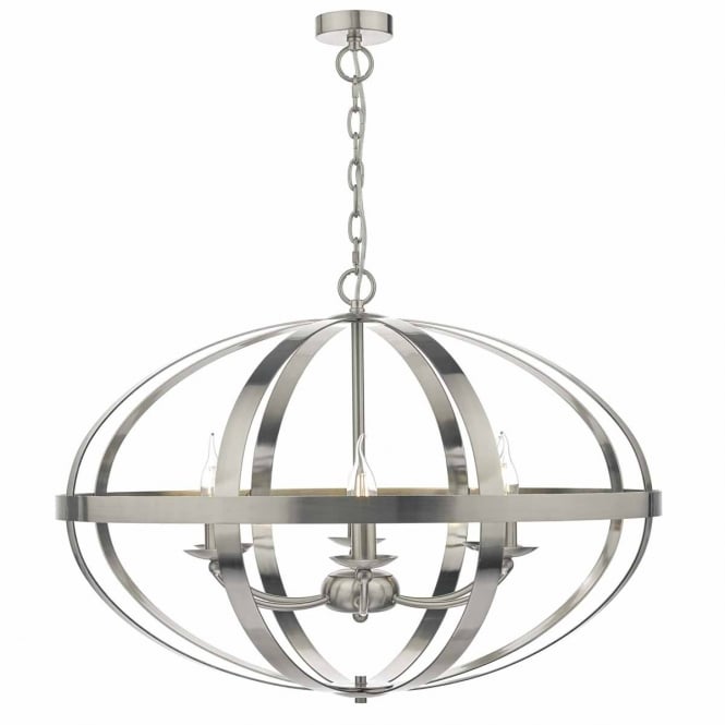 SYMBOL 6 light satin chrome oval frame ceiling pendant