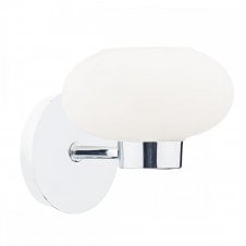 SYSTEM modern polished chrome wall light with opal glass shade