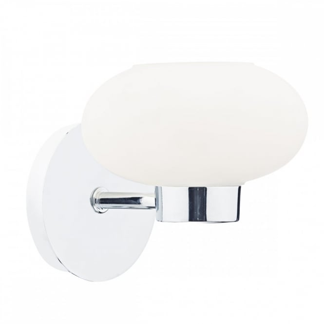 SYSTEM modern polished chrome wall light with opal glass shade