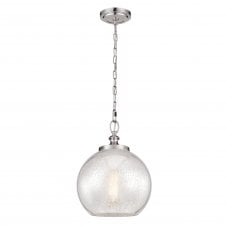 mercury glass ceiling pendant with brushed steel chain suspension