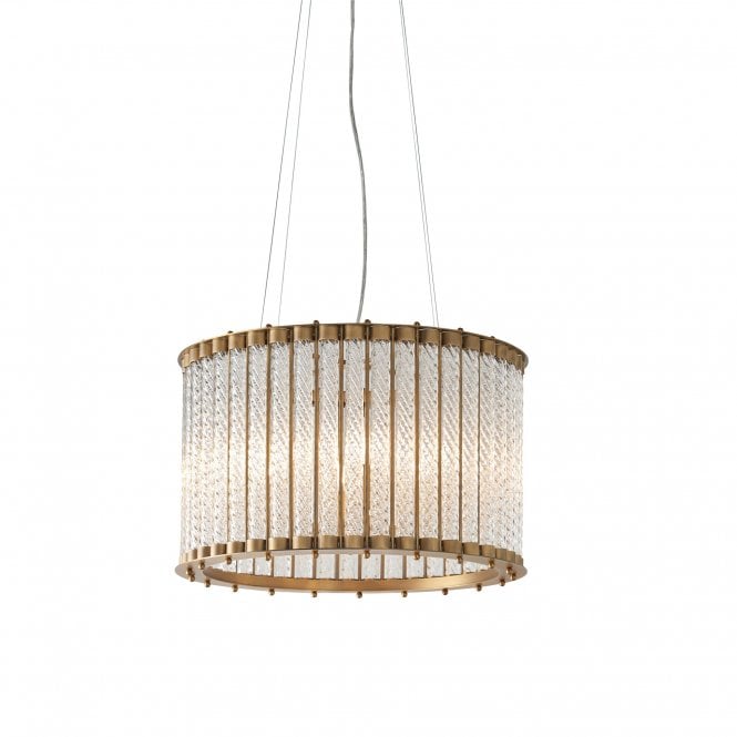 TABLA Matt Gold and Glass Tube Chandelier