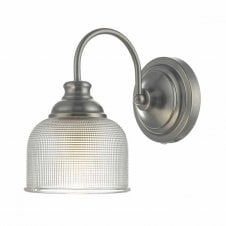 TACK antique chrome wall light with textured glass