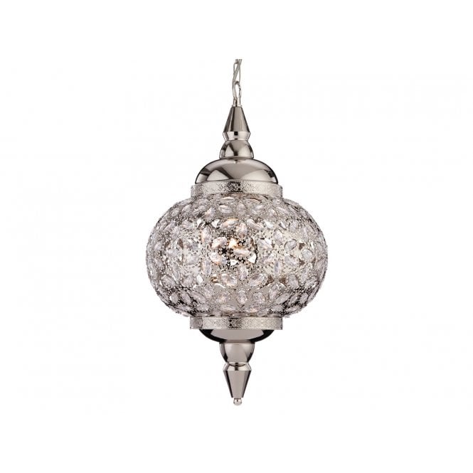TAJ 1 Light Ceiling Pendant in Chrome with Clear Acrylic