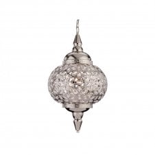 TAJ 1 Light Ceiling Pendant in Chrome with Clear Acrylic