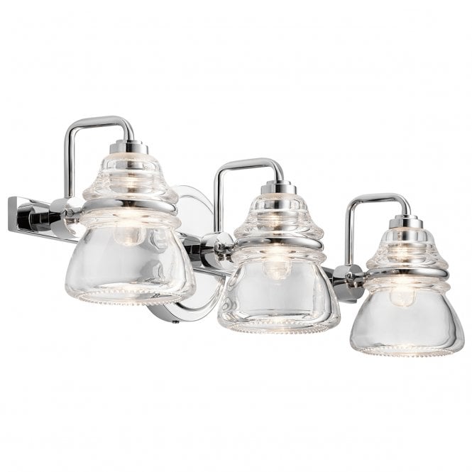 TALLAND 3 Light Wall Light Steel, Glass, Bathroom Safe