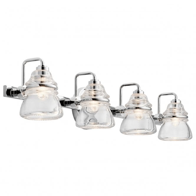 TALLAND Bathroom Safe 4 Shade Wall Light In Steel And Glass