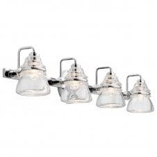 TALLAND Bathroom Safe 4 Shade Wall Light In Steel And Glass