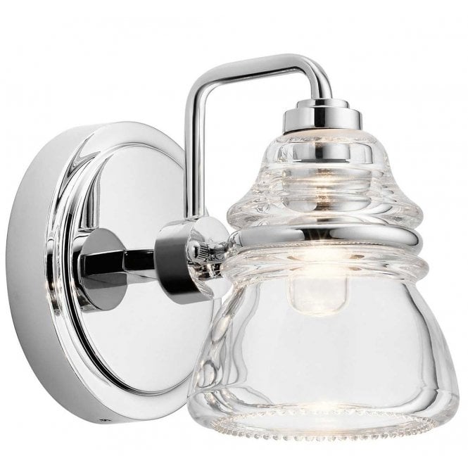 TALLAND IP44 Bathroom Wall Light In Steel And Glass