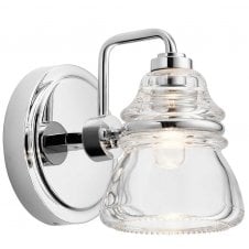 TALLAND IP44 Bathroom Wall Light In Steel And Glass