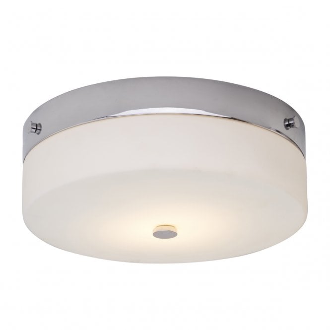 TAMAR minimalist flush bathroom ceiling light in chrome with opal glass