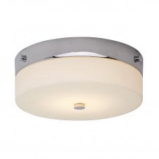 TAMAR minimalist flush bathroom ceiling light in chrome with opal glass (small)