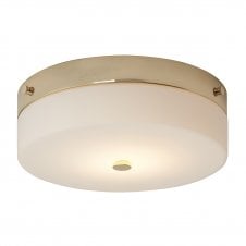 TAMAR minimalist flush bathroom ceiling light in gold with opal glass