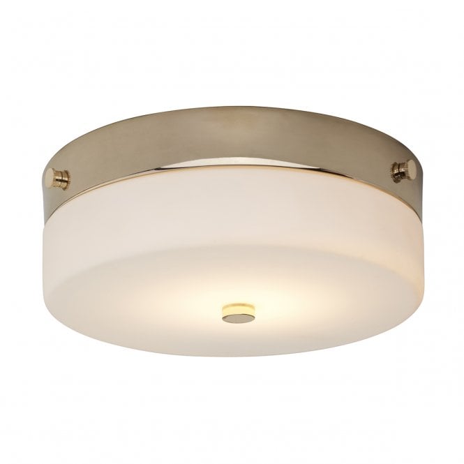 TAMAR minimalist flush bathroom ceiling light in gold with opal glass (small)