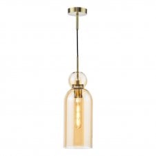 brushed bronze pendant with amber glass shade