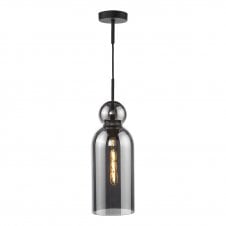 matt black pendant with smoked glass shade