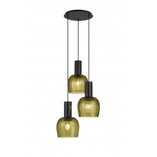 matt black and green glass cluster pendant