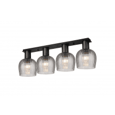 matt black and smoke ribbed glass linear flush light