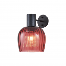 modern black wall light with red glass shade