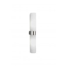 bathroom twin wall light in polished chrome with opal tubular glass