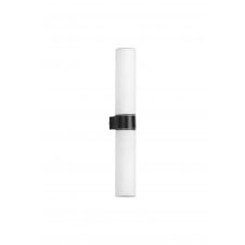 bathroom twin wall light in satin black with opal tubular glass