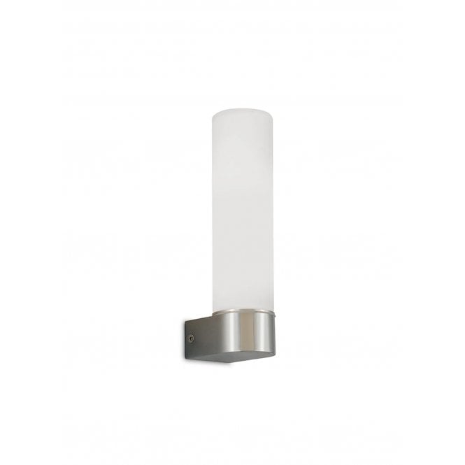 Tasso IP44 Bathroom Wall Light in Polished Chrome with Opal Tubular Glass