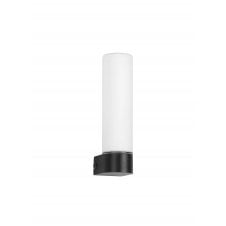 Tasso IP44 Bathroom Wall Light in Satin Black with Opal Tubular Glass