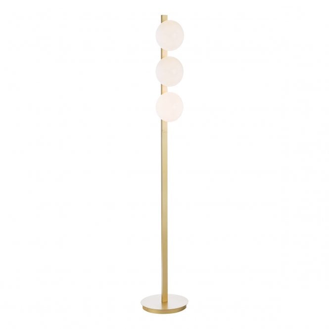 Tauri Matt Gold Floor Lamp with Opal Glass Shades