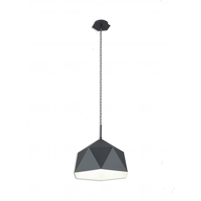 TETRAGON Ceiling Pendant in Graphite Grey with White Inner Shade