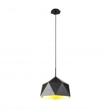 TETRAGON Ceiling Pendant in Matte Black with Gold Inner Shade