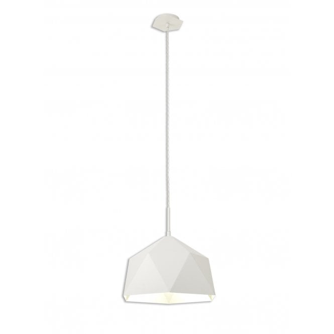 TETRAGON Ceiling Pendant in Matte White with Silver Inner Shade