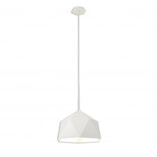 TETRAGON Ceiling Pendant in Matte White with Silver Inner Shade