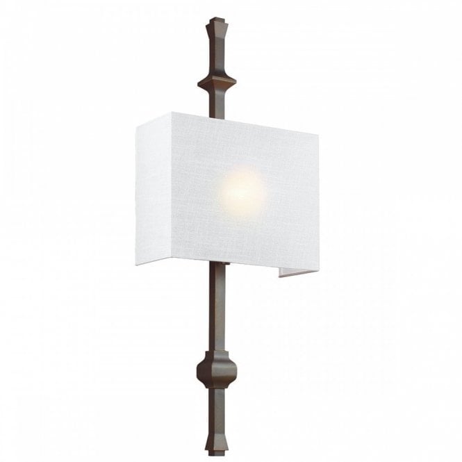 TEVA contemporary antique bronze wall light with white shade