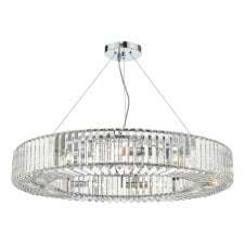 Large crystal glass and chrome ceiling pendant