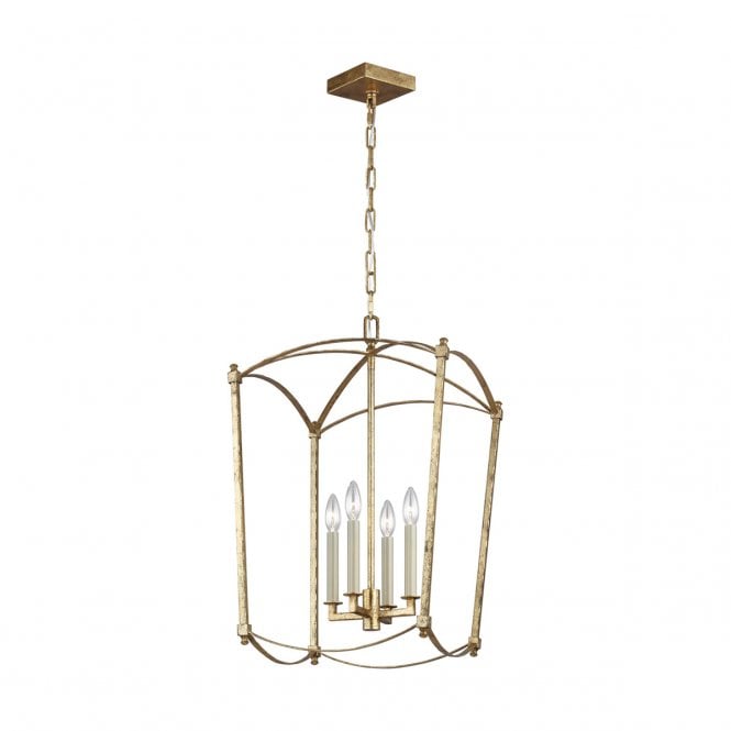 THAYER 4 Light Pendant Light in Antique Gold