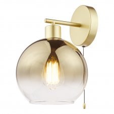 Gold wall light with gold ombre glass dome shade