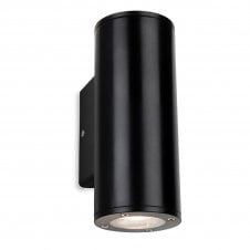 black resin outdoor two light wall light