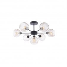 The Options Collection COHEN 7 Light Semi-Flush Ceiling Frame in Black with GL16 Champagne Organic Glass Shade