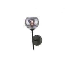 The Options Collection COHEN Black Wall Light with GL15 Smoked Organic Glass Shade