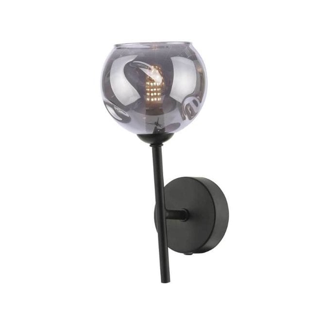  COHEN Black Wall Light with GL15 Smoked Organic Glass Shade
