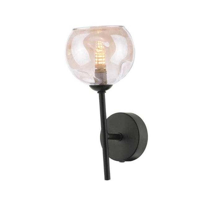  COHEN Black Wall Light with GL16 Champagne Organic Glass Shade