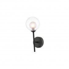 The Options Collection COHEN Black Wall Light with GL3 Twisted Glass Globe Shade